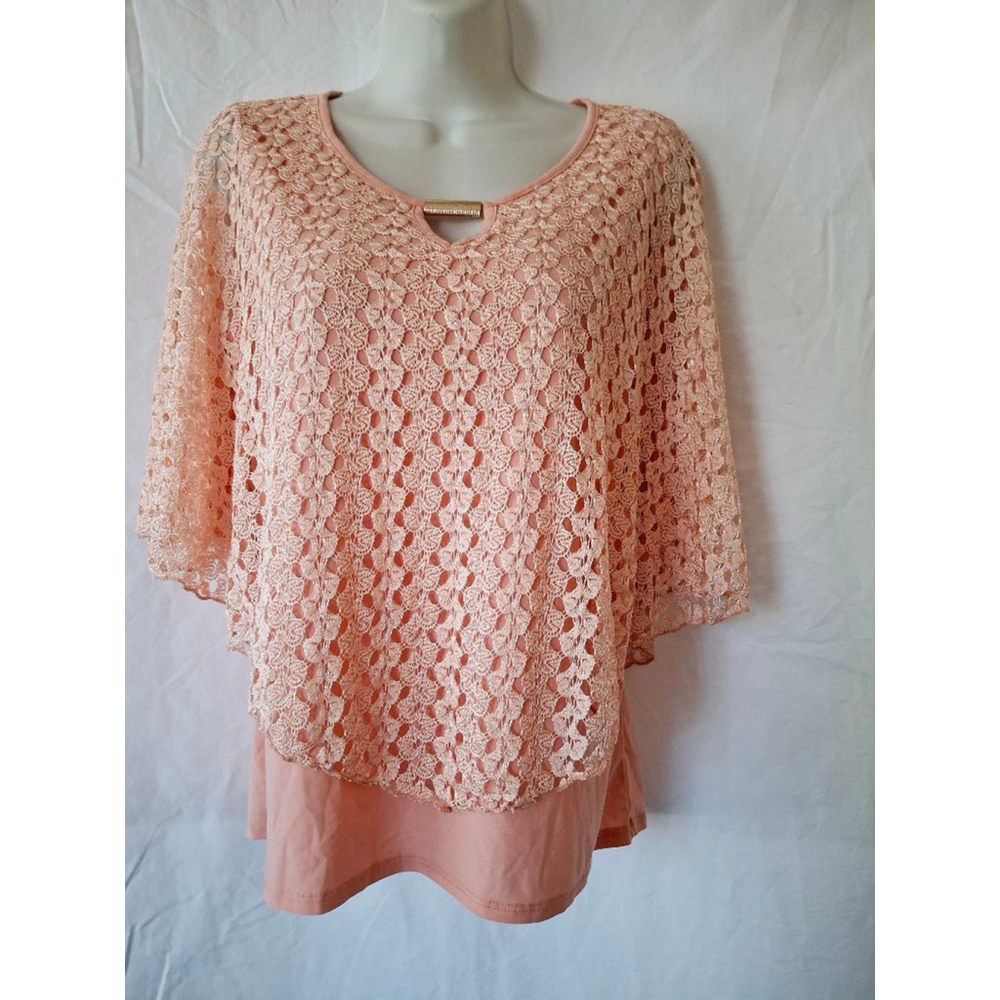 Elizabeth & Nicole pink lace nwt sz petite L Blouse made in the USA
